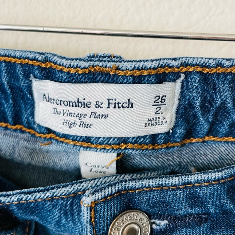Abercrombie & Fitch Dark Blue High-Rise Flare Jeans - Picture 5 of 7